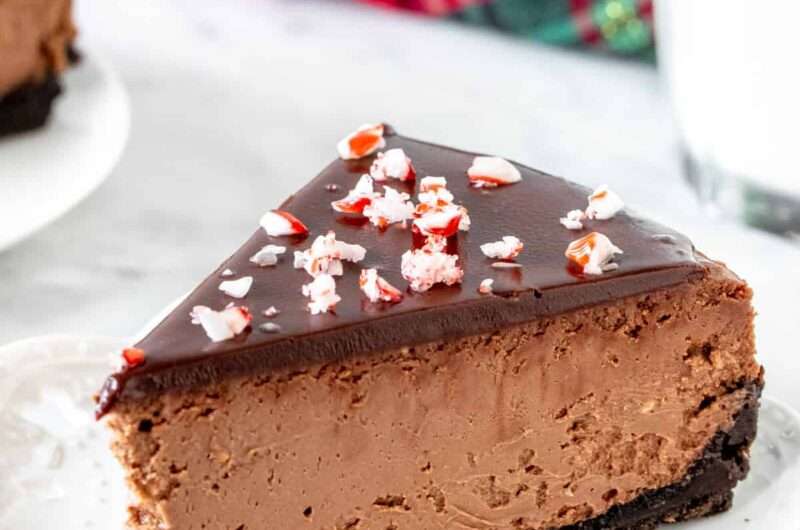 Christmas Chocolate Peppermint Cheesecake - Festive Dessert