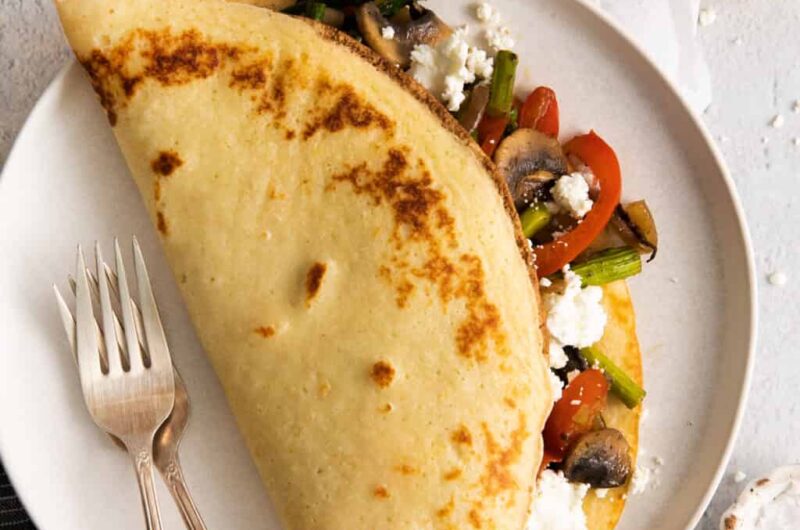 Savory Crepes with Goat Cheese & Roasted Veggies